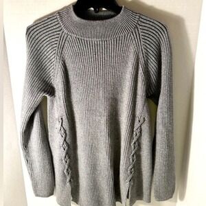 Fisherman Knit Sweater Gray Knit Tunic‎ Woman's Medium Style & Co Western Boho
